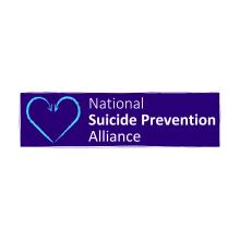 Logo for the National Suicide Prevention Alliance - blue chalk style heart on a purple background with white text